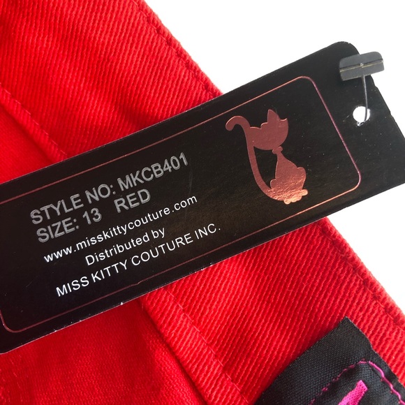 Miss Kitty Couture Red Capri Jeans Size 13 - Picture 5 of 15